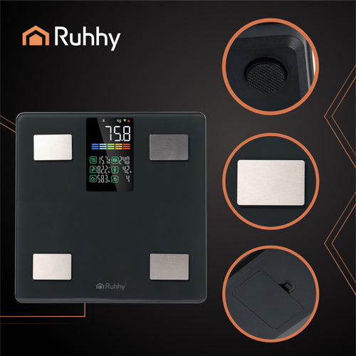 Analitička LCD Osobna Vaga za Kupaonicu 30x30x3 cm Crna