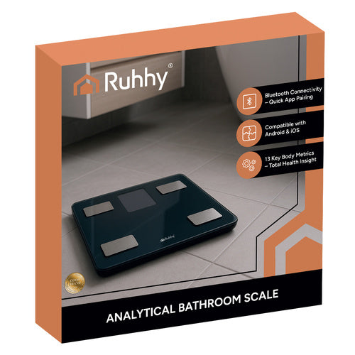 Analitička LCD Osobna Vaga za Kupaonicu 30x30x3 cm Crna