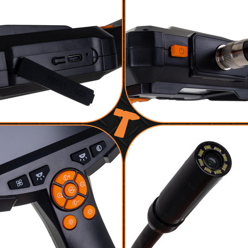 Inspekcijska Kamera Endoskop 5 m Full HD IP67, 8 LED, 4.2" Ekran, Crna/Narančasta