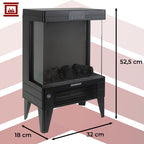 Električni Kamin Grijalica s Efektom Plamena 2000W, 52.5 x 32 x 18 cm, Crna