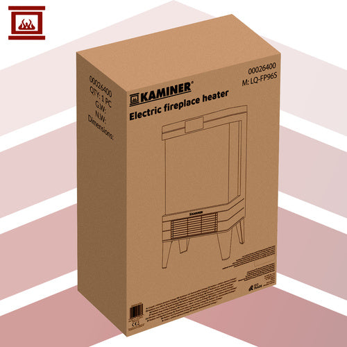 Električni Kamin Grijalica s Efektom Plamena 2000W, 52.5 x 32 x 18 cm, Crna