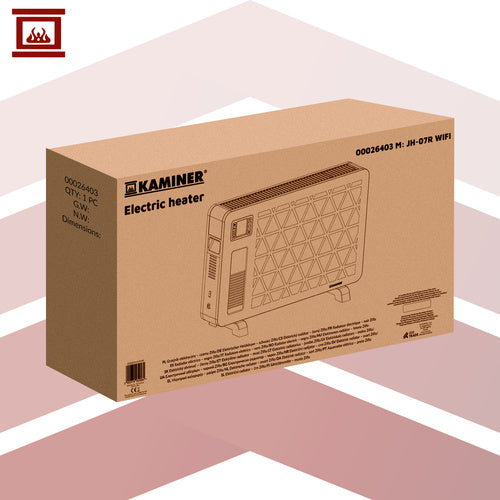 Električni Konvektorski Grijač 2300W s WiFi i Daljinskim Upravljanjem, Crni, 70 x 43 x 12 cm