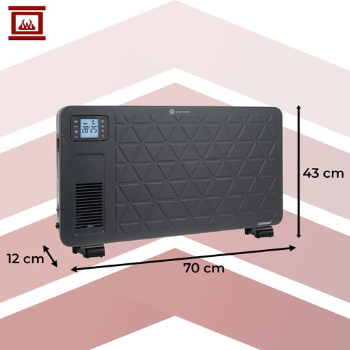 Električni Konvektorski Grijač 2300W s WiFi i Daljinskim Upravljanjem, Crni, 70 x 43 x 12 cm