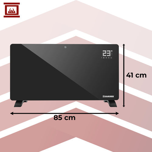 Stakleni Električni Grijač 85 x 41 cm Crni, 2300–2500W, WiFi i Daljinski