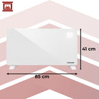 Električni Stakleni Radijator 85 x 41 cm Bijeli, 2500W, WiFi, Daljinsko Upravljanje