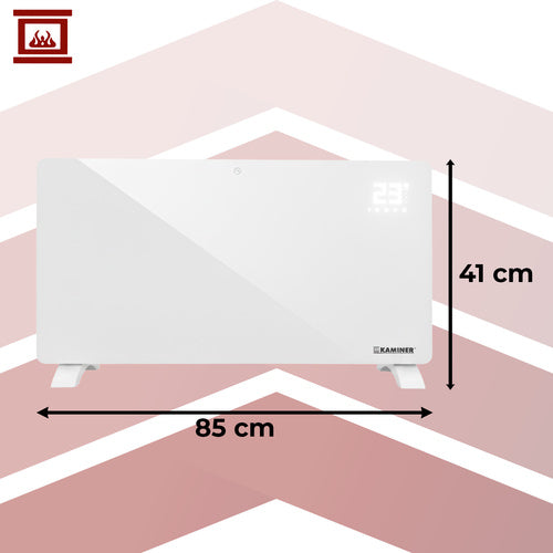 Električni Stakleni Radijator 85 x 41 cm Bijeli, 2500W, WiFi, Daljinsko Upravljanje