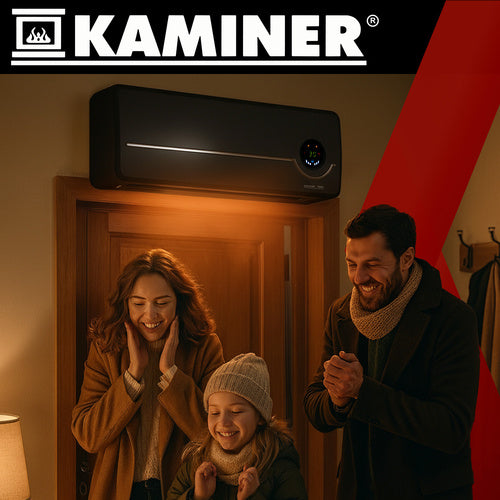 Električna Zidna Toplinska Zavjesa s WiFi, Daljinskim i Timerom 50 x 18 x 13 cm Crna