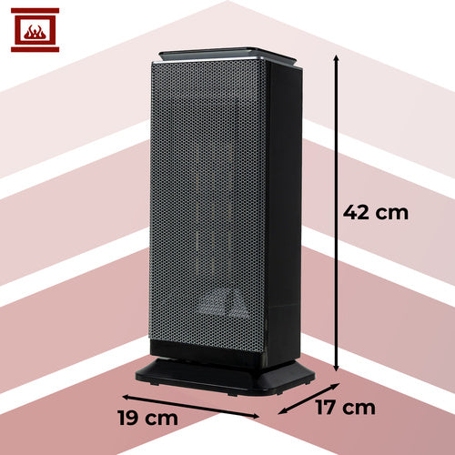 Keramički Električni Grijač 2000W s Daljinskim, Crni, 42 x 19 x 17 cm
