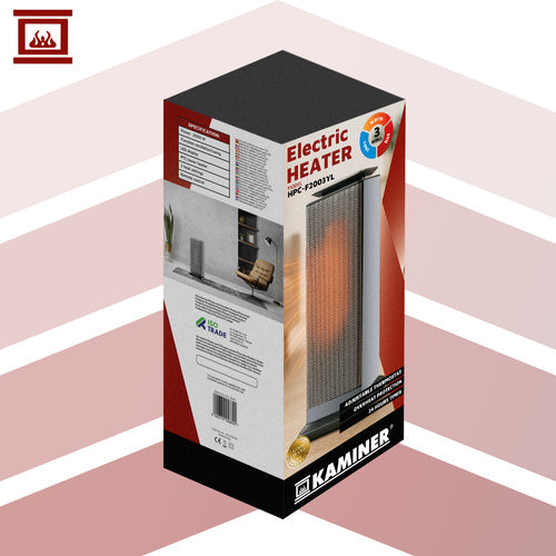 Keramički Električni Grijač 2000W s Daljinskim, Crni, 42 x 19 x 17 cm