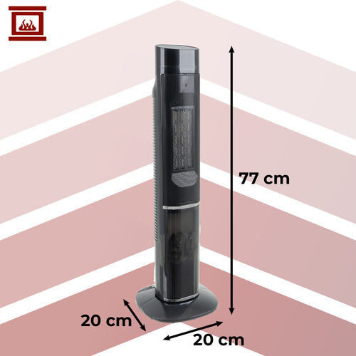Stupni Električni Grijač s Efektom Plamena, 2000W, Crni, 77 x 20 x 20 cm