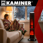 Stupni Električni Grijač s Efektom Plamena, 2000W, Crni, 77 x 20 x 20 cm