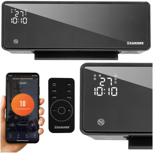 Crna Električna Zidna Grijalica s WiFi, Daljinskim i Timerom