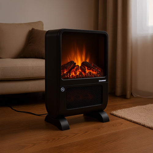 Električni Grijač s Efektom Plamena 2000W, 49 x 33 x 21 cm, Crni