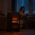 Električni Grijač s Efektom Plamena 2000W, 49 x 33 x 21 cm, Crni
