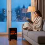 Električni Grijač s Efektom Plamena 2000W, 49 x 33 x 21 cm, Crni