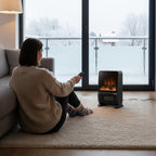 Električni Grijač s Efektom Plamena 2000W, 49 x 33 x 21 cm, Crni