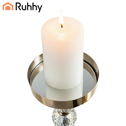 Set Svijećnjaka i Lampiona od Stakla 3 Komada Zlatni 41 x 12 cm