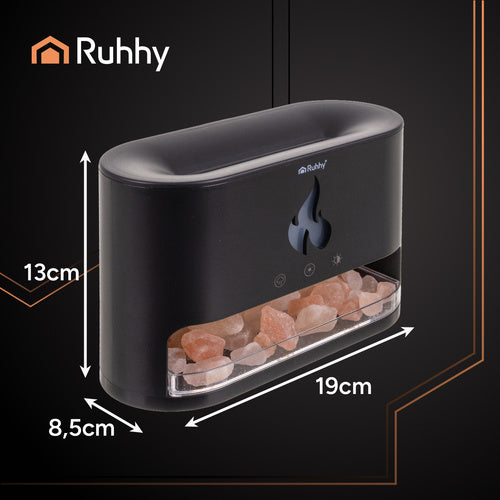 Aroma Difuzor i Ovlaživač Zraka s LED Efektom Kamina 250 ml Crni