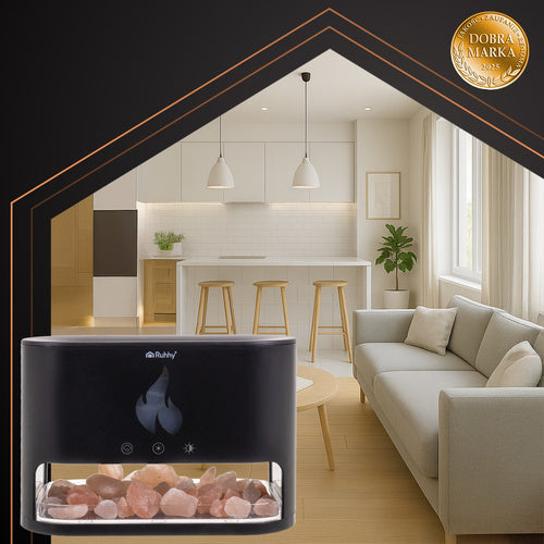 Aroma Difuzor i Ovlaživač Zraka s LED Efektom Kamina 250 ml Crni