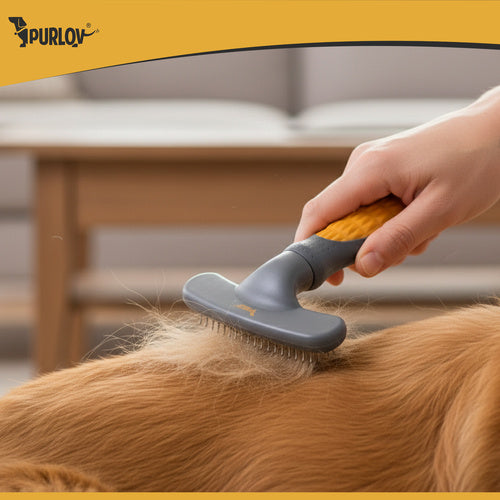 Dvoredni Češalj s Rotirajućim Zupcima za Pse i Mačke 17.5 x 11.5 x 3 cm Sivo-Žuti