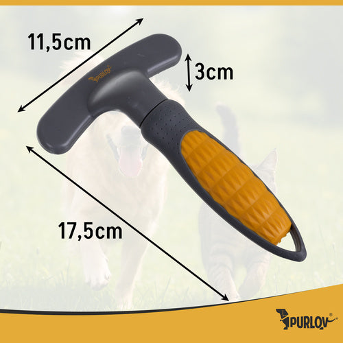 Dvoredni Češalj s Rotirajućim Zupcima za Pse i Mačke 17.5 x 11.5 x 3 cm Sivo-Žuti