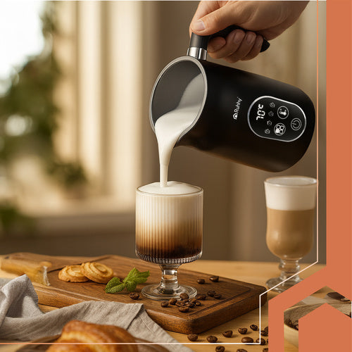 Električni Pjenjač Za Mlijeko s LED Zaslonom 500W Crni 21 x 15 x 10 cm