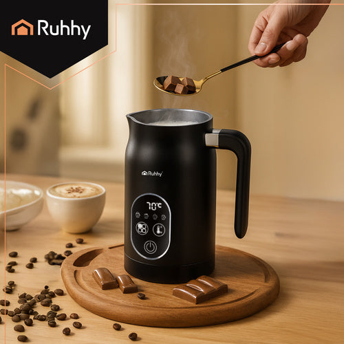 Električni Pjenjač Za Mlijeko s LED Zaslonom 500W Crni 21 x 15 x 10 cm