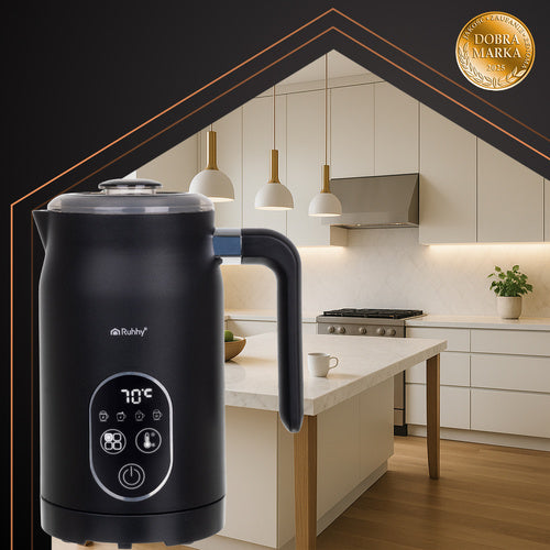 Električni Pjenjač Za Mlijeko s LED Zaslonom 500W Crni 21 x 15 x 10 cm