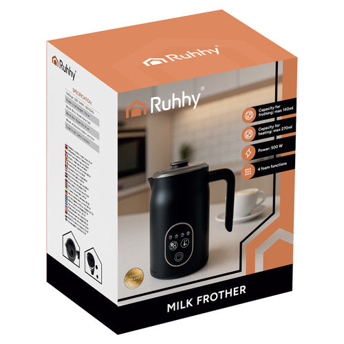 Električni Pjenjač Za Mlijeko s LED Zaslonom 500W Crni 21 x 15 x 10 cm