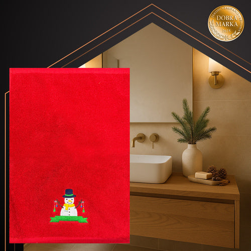 Božićni Ručnici Set od 3 Komada 30x40 cm Crveni Zeleni Bijeli Pamuk