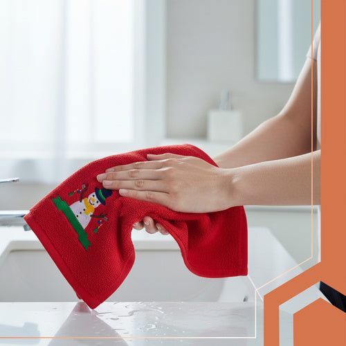 Božićni Ručnici Set od 3 Komada 30x40 cm Crveni Zeleni Bijeli Pamuk