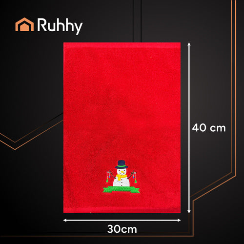 Božićni Ručnici Set od 3 Komada 30x40 cm Crveni Zeleni Bijeli Pamuk