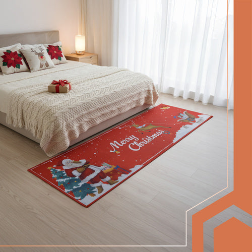 Božićni Protuklizni Tepih 160x50 cm Crveni