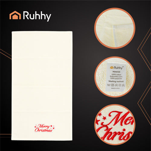 Božićni Ručnici Set od 2 Komada 50x100 cm Crveno-Zeleni-Bijeli Pamuk