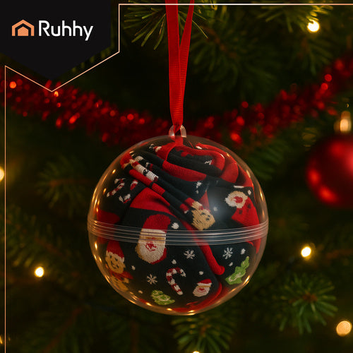 Božićne Čarape u Kuglici, 3 Para, Veličina 38–43, Višebojne