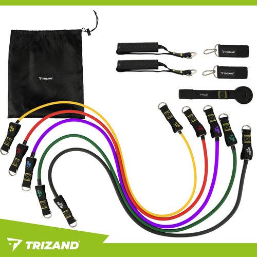 Set Elastičnih Traka za Vježbanje 5 Komada s Ručkama i Kukom za Vrata