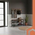 Stalak za Cipele s Vješalicom 73 cm, Crni, MDF i Metal