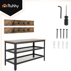 Stalak za Cipele s Vješalicom 73 cm, Crni, MDF i Metal