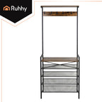 Samostojeća Polica s Vješalicom 183.5x31.5x68 cm Crna