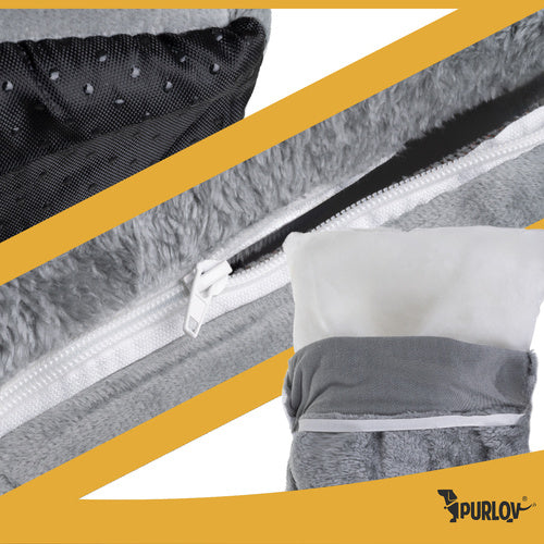 Kućica i Krevet za Mačke 39x38x35 cm Siva s Jastukom