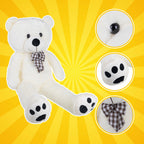 Plišani Medvjed 100 cm u Boji Ecru s Mašnom