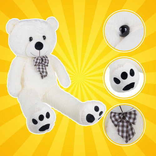 Plišani Medvjed 100 cm u Boji Ecru s Mašnom