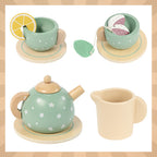 Drveni Dječji Set za Čajanku s Postoljem za Kolače, 15 Dijelova, Višebojni