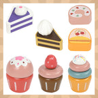 Drveni Dječji Set za Čajanku s Postoljem za Kolače, 15 Dijelova, Višebojni