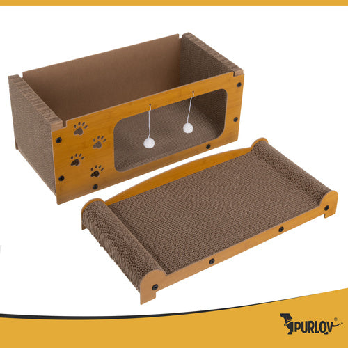 Grebalica za Mačke s Dvokatnom Kućicom 29,5x56x27 cm Smeđa