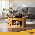 Grebalica za Mačke s Dvokatnom Kućicom 29,5x56x27 cm Smeđa