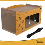 Grebalica za Mačke s Dvokatnom Kućicom 29,5x56x27 cm Smeđa