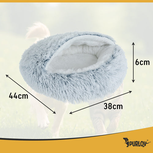 Plush Krevet Za Mačke i Male Pse Sivi 44x38x6 cm S Krovom