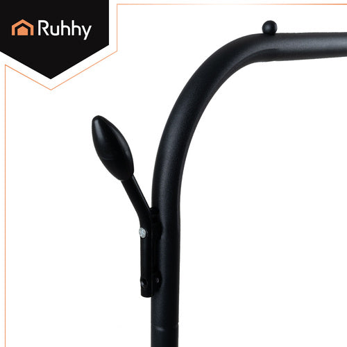 Stalak za Odjeću na Kotačima s Dvije Šipke i Policom 150 x 110 x 57 cm Crni