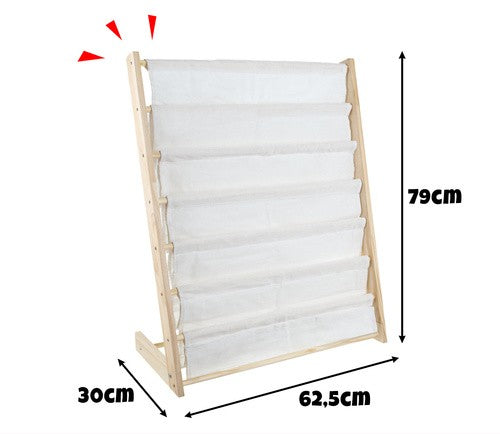 Dječja Polica Za Knjige i Igračke – 6 Pretinaca, Drvo I Tkanina